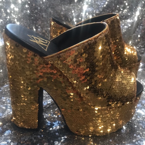 UNIF Shoes - UNIF 💰 Dream Sequin Platform Mules